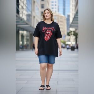 Torrid, Rolling Stones, Oversized Band Tee, Black Graphic Cotton, Plus Size 2X
